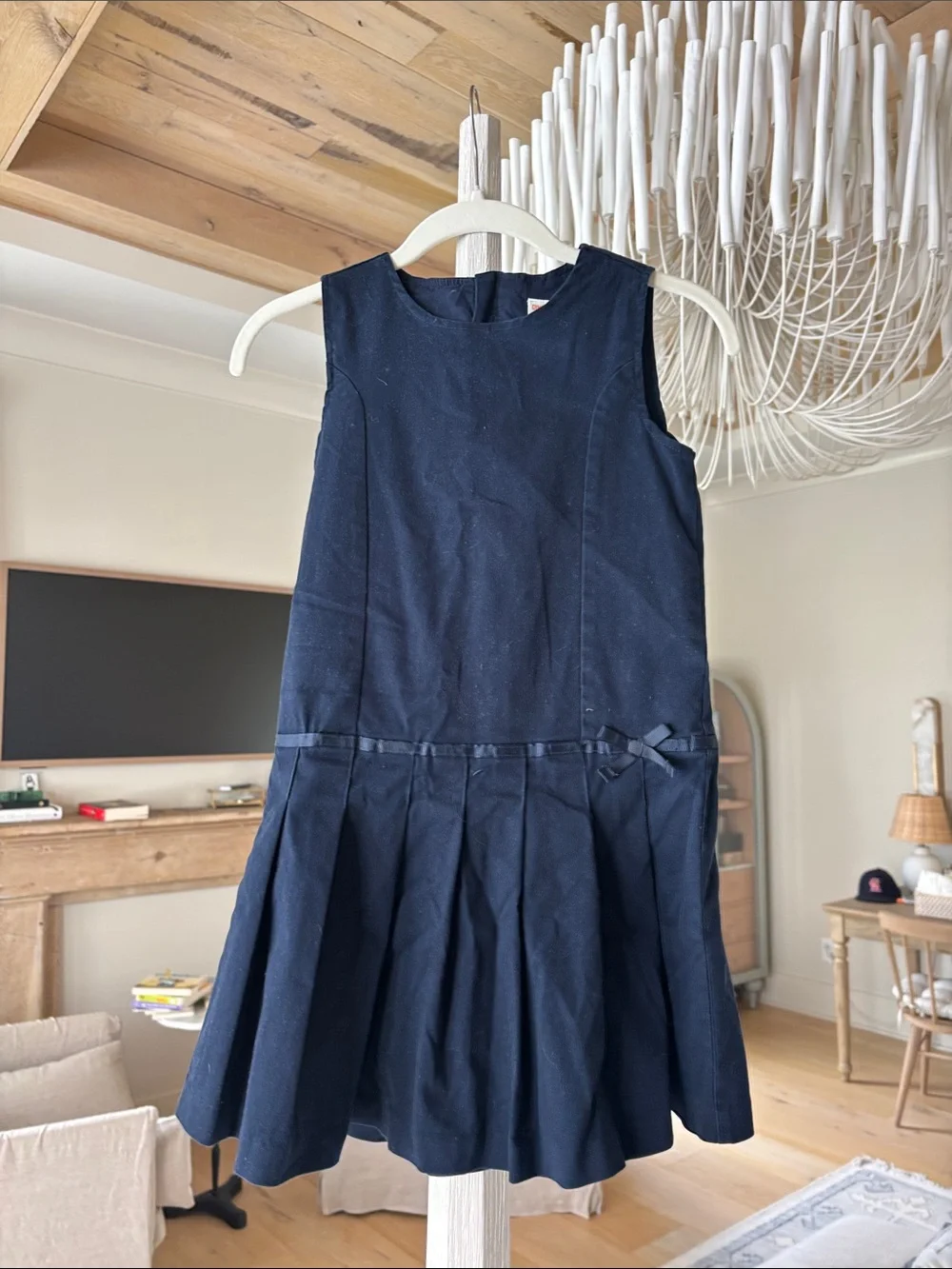 Gymboree Navy Sleeveless Pleated Drop-Waist Dress
